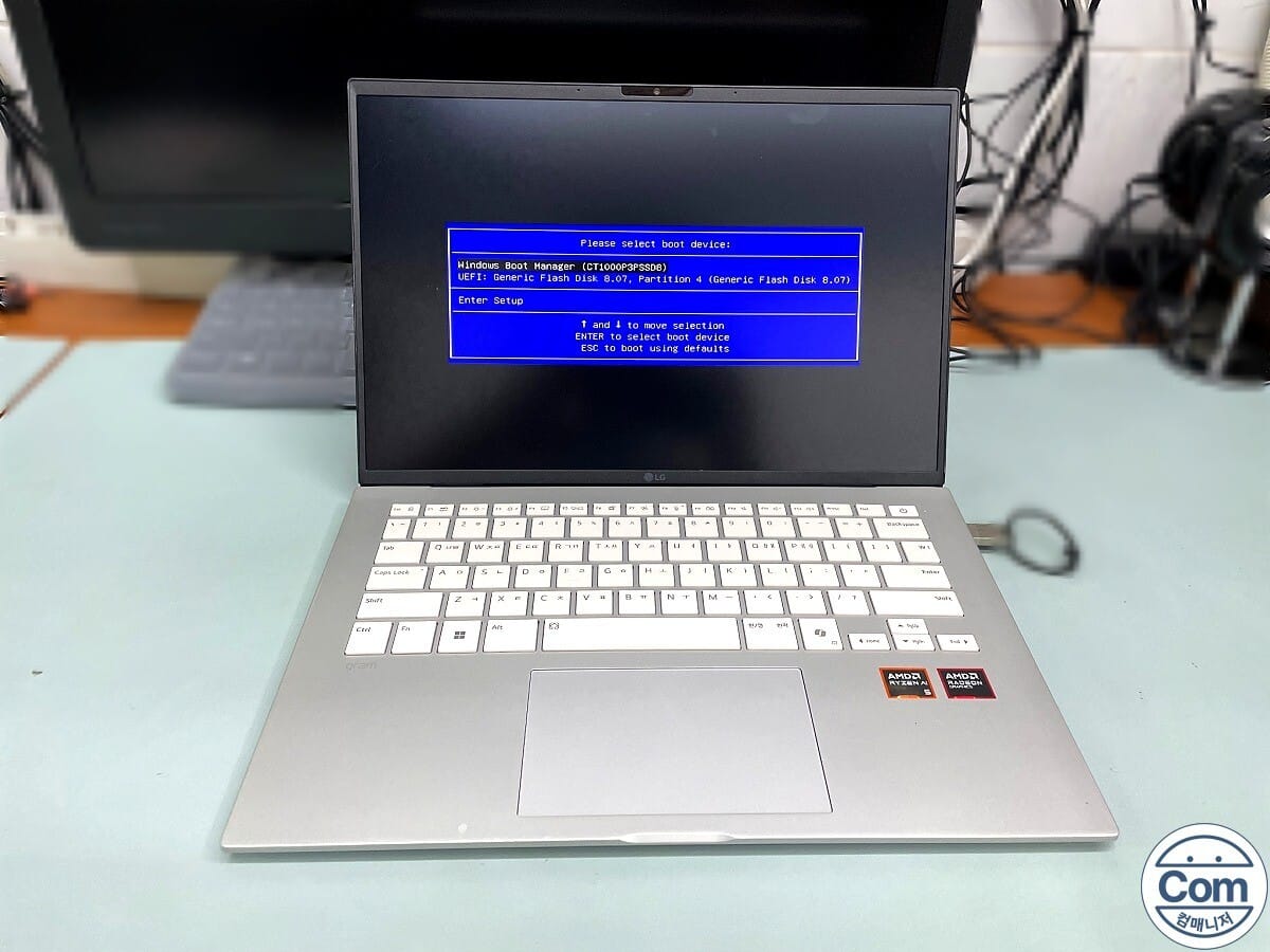 LG gram 14zd95u-gx56k 부팅 오류 진단 화면